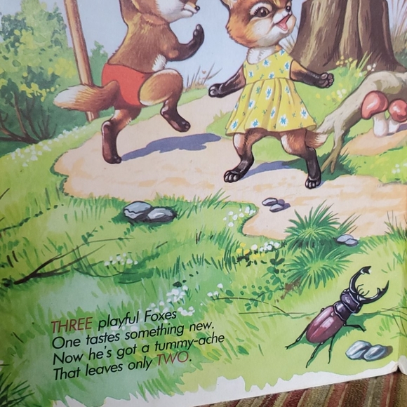 VTG Book "Ten Little Foxes" London Woodland Whimsical Animals OLD Hardboard Bird - Picture 8 of 16